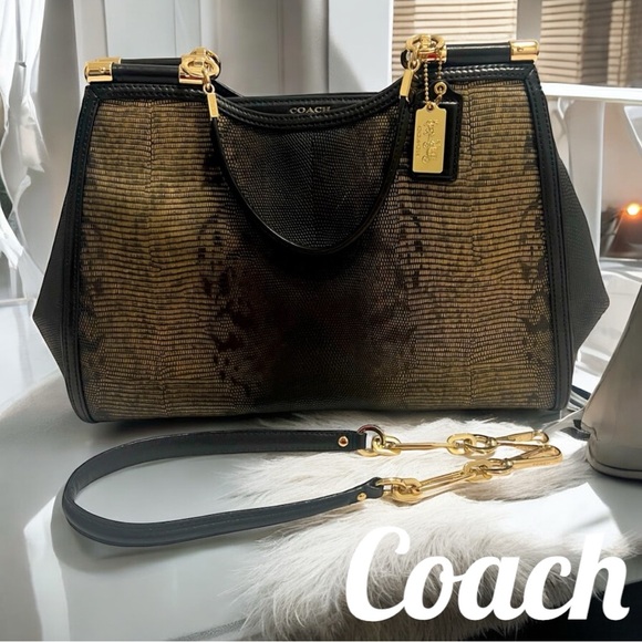 Coach Rare Madison Metallic Lizard Caroline Satchel 26763 Excellent Condition - Picture 1 of 9